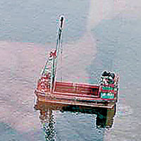 網民曾拍下有躉船在海濱道對開漏油。 （互聯網圖片）
