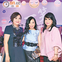 晚宴洋溢歡悅笑聲，名媛Sue Lynn Hwa（左起）、Rachel及張美琳受感染下，一起笑足全晚。