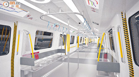 新列車將改用環形扶手桿，令更多站立的乘客可以在車廂內緊握扶手。（資料圖片）