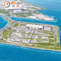 港珠澳大橋香港口岸人工島填海地出現移動，工程受阻。（模擬圖片）