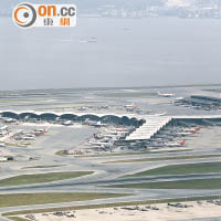 機管局指本港機場的客機升降量快將飽和，有必要興建三跑。（資料圖片）