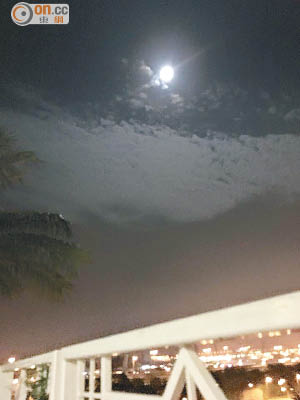 死者墮樓前拍攝的明月當空照片。（讀者提供）
