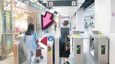 港鐵香港站F出口闊閘機（箭嘴示）僅可入閘，市民建議改為容許雙向出入。