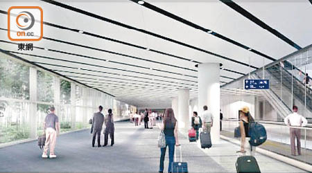 新跑道的客運廊中間設置庭院，有助採用更多的天然光。