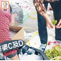 婆婆C及D<BR>兩名婆婆在地上「揀菜」，坦言對現時百物騰貴感到無奈。