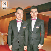 韋浩文（左）與譚鎮國一齊翻兜做東華三院總理。（溫國佳攝）