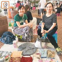 賣手作袋的潘女士（左）稱「有人欣賞已經好開心」，支持繼續舉辦「桂林日市」。