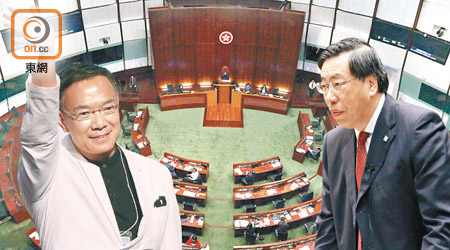 謝偉俊（左）與梁君彥（右）的主席之爭，被視為反梁勢力與忠誠建制派在新一屆立法會的第一仗。（資料圖片）