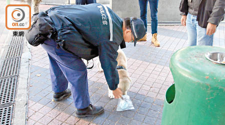 警犬出動協助調查。（林珮淇攝）