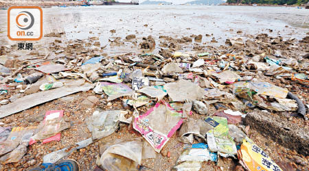 大量的海洋垃圾湧現，嚴重影響本港環境衞生。（資料圖片）