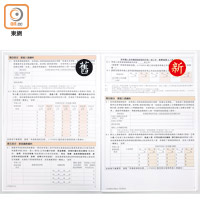 低津申請表格第四部分「家庭入息資料」，由舊表（左）的八欄供填寫的空位，縮減至新表格（右）的四欄。