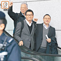 （右起）戴耀廷、陳健民及朱耀明至今仍未被起訴。