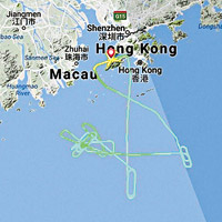 客機在香港空域及附近盤旋超過廿圈。（互聯網圖片）
