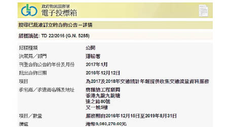 運輸署向處於停賽期的奧雅納批出近千萬服務合約。（網上圖片）