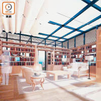 頂層圖書館設計，預算可容納大量藏書。