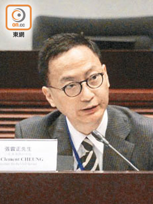 張雲正被多名議員不停質疑點解唔開放中醫服務畀公務員。（溫國佳攝）