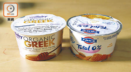 兩款標榜低脂的希臘式乳酪糖含量最高。（羅錦鴻攝）