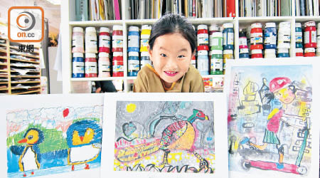 五歲幼稚園學生鄔梓惠的畫作分別贏得三個世界性的繪畫比賽。