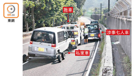 事發後警方在車禍現場調查。（胡德威攝）