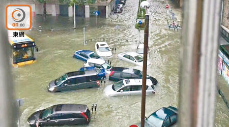 受颱風水浸影響的汽車，車主若無買「全保」隨時不獲賠償。（資料圖片）