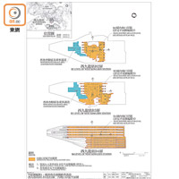 草案附錄以不同顏色，區分站內的香港及內地口岸區。