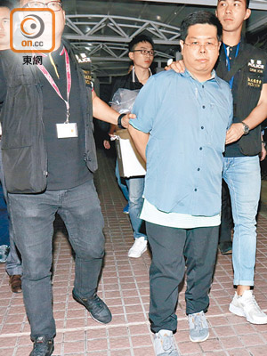 林子健（中）喺舊年被警方以涉嫌誤導警務人員罪拘捕。