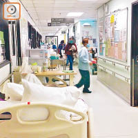 個別公立醫院的內科病房在農曆新年間仍逼爆。