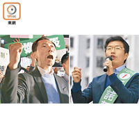 有票站調查指，香港島候選人區諾軒（右圖）及九龍西候選人姚松炎（左圖）當選機會很大。
