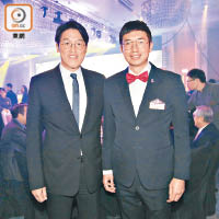副主席馬清揚（右）來自積善之家，當晚獲多位家人出席撐場，包括十年前做過東華主席嘅哥哥馬清鏗（左）。