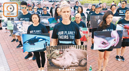 香港今年首次有關注動物權益人士，響應動物權益紀念日。（何量鈞攝）