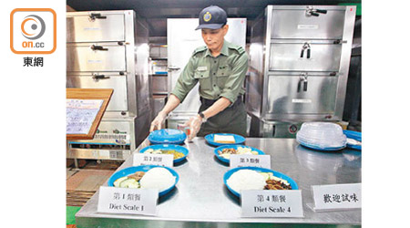 懲教署各院所主要會提供四類膳食供囚犯選擇。