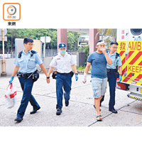 警方在油麻地發現疑與打鬥案有關的南亞傷者。（吳建明攝）