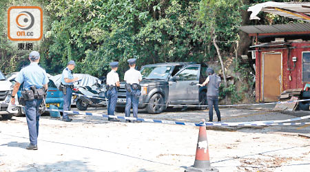 警方封鎖案發停車場調查。（梁志雄攝）