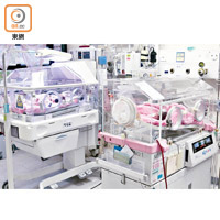 新生嬰兒深切治療部有不少儀器加護照顧病嬰。