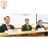 醫管局新界西醫院聯網昨公布一八/一九年度工作計劃。左起：王耀忠、鄧耀鏗及楊諦岡。