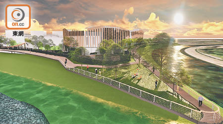 石湖墟<br>石湖墟淨水設施新增的共享空間將打造出「港版塞納河畔」風貌。（模擬圖片）