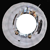相機指向系統上相機所拍攝的360度月背影像。（國家航天局網頁）