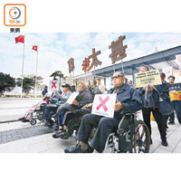 行動不便的老人家亦參與遊行表達訴求。