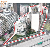 市建局宣布開展九龍城啟德道／沙浦道重建項目（紅框示）。（受訪者提供）