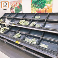 超市：蔬菜被搶購得七七八八。