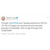 特朗普在Twitter證實自己和妻子染疫。