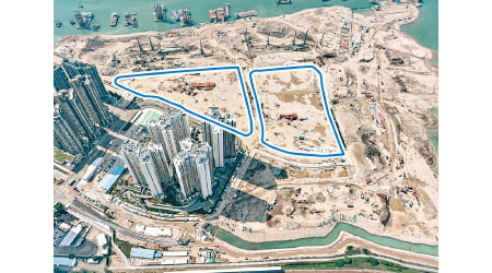 圖中藍圈為東涌東首幅經填海而得的用地。