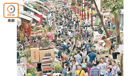 旺角花墟過往農曆新年吸引大批人流，到場採購年花。
