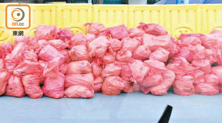 筲箕灣鯉魚門度假村檢疫中心被揭發有多達30袋醫療廢物隨處棄置露天地方。