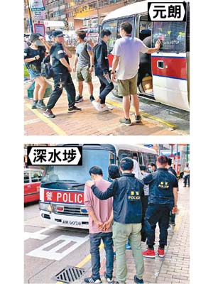 被捕人士遭押上警車。