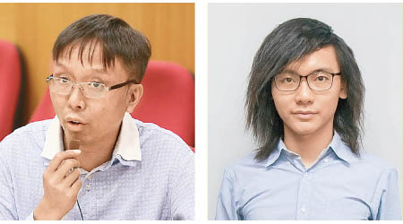 譚凱邦（左）及袁浩倫（右）宣布辭任區議員職務。