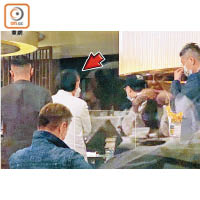 上海仔（箭嘴示）由多名保鏢陪同下到中菜廳用餐。