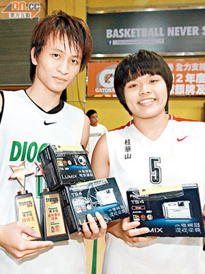 蔡育霖（左）和陳偉萍榮膺MVP之餘，兼獲豐富獎品，好羨慕呀！