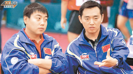 劉國梁（左）及孔令輝，將在國乒管理層故劍重逢。