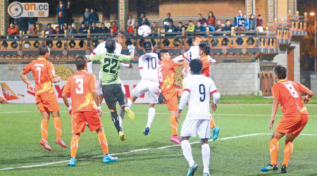 不丹0:1香港<br>陳肇麒完場前頂破不丹大門，為港隊奠勝。